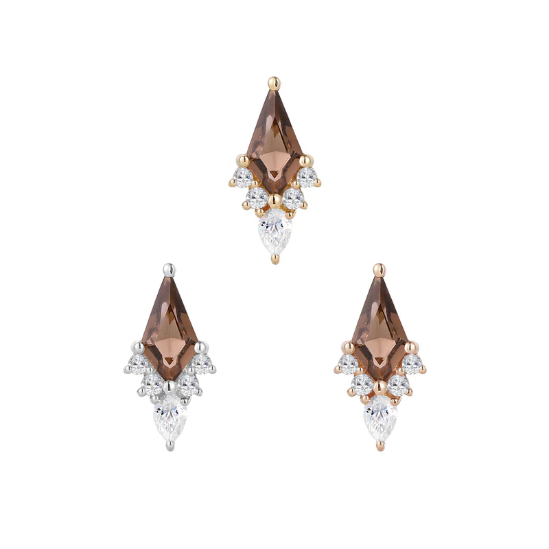 BUDDHA JEWELRY AFTERGLOW - SMOKEY QUARTZ + CZ - THREADLESS END