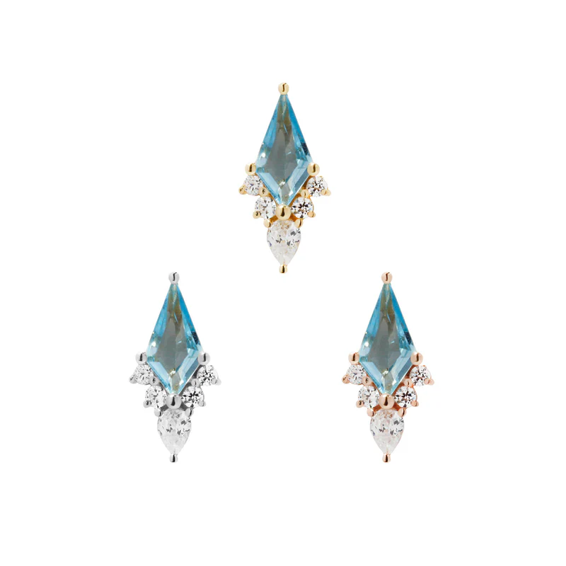 BUDDHA JEWELRY AFTERGLOW - SWISS BLUE TOPAZ + CZ - THREADLESS END