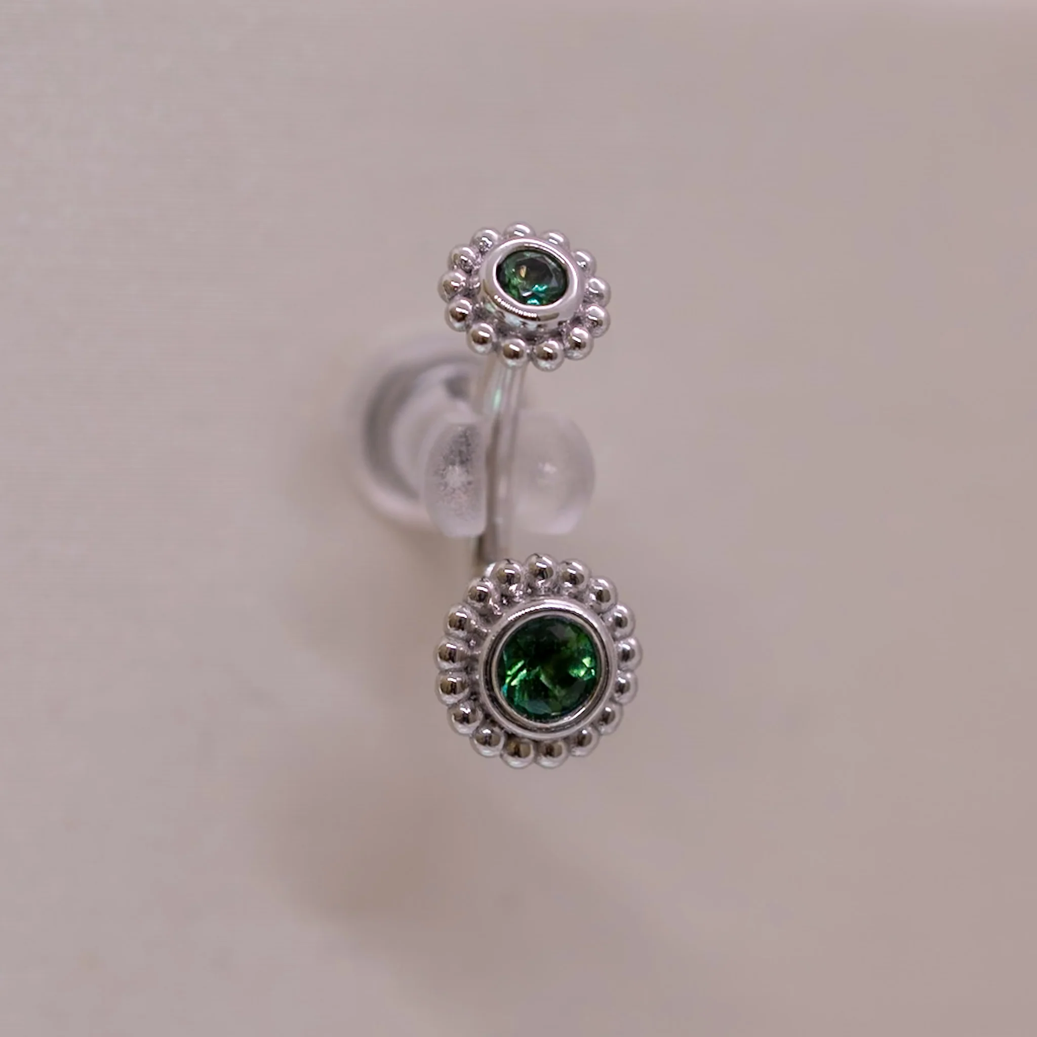 BVLA J Curved Barbell with Threaded 5mm Beaded Choctaw Top and Fixed 6mm Beaded Choctaw Bottom - Threaded