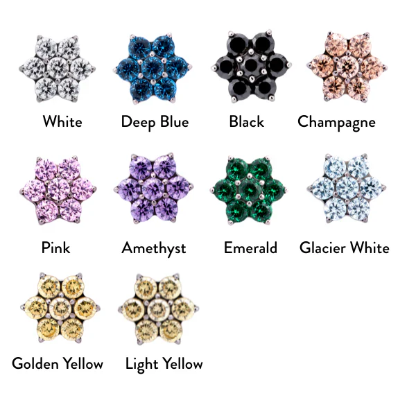 Junipurr Jewelry Titanium Flower Gem (6 petals)