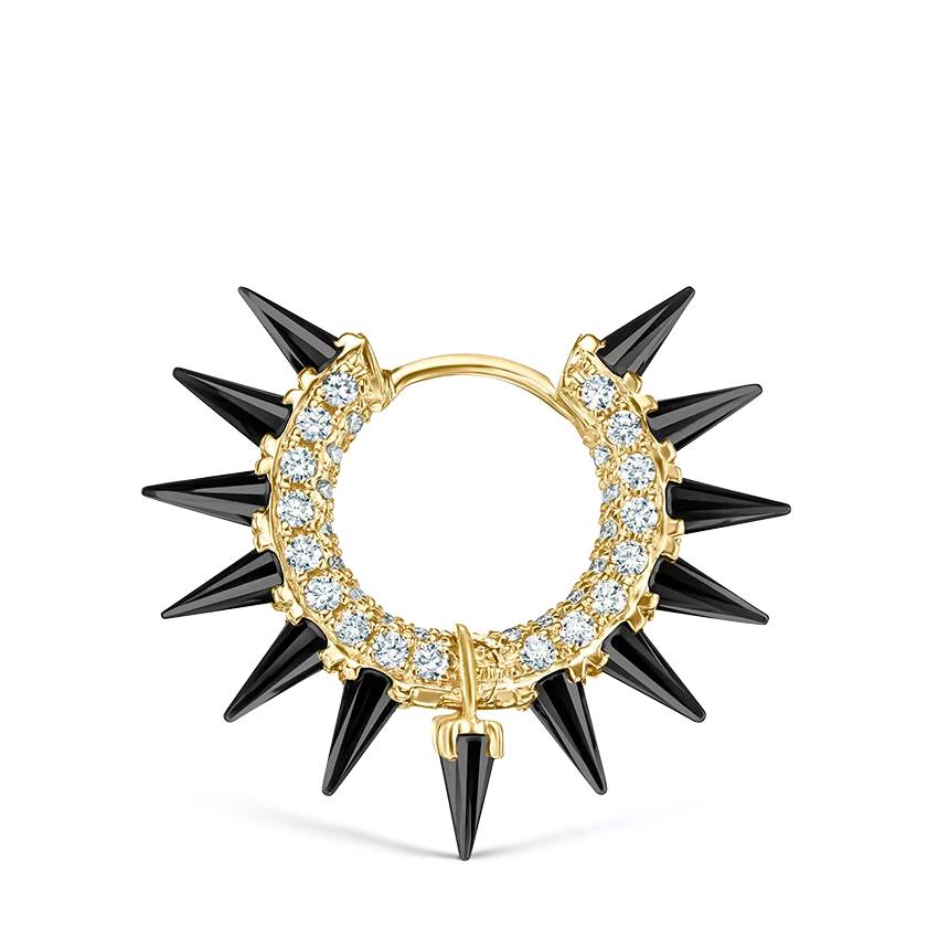 Maria Tash Black Moissanite Mohawk and Diamond Pavé Hoop Earring