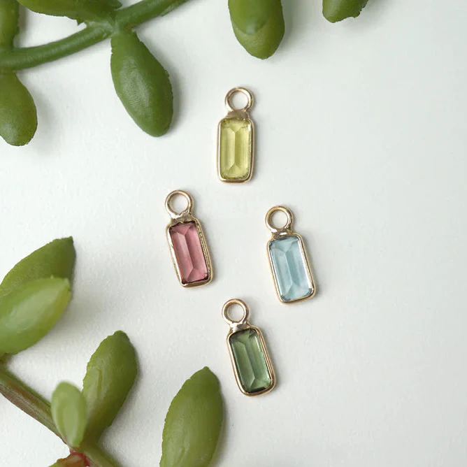 Modern Mood Bezel Charm (Emerald Cut) - Faceted Gemstone